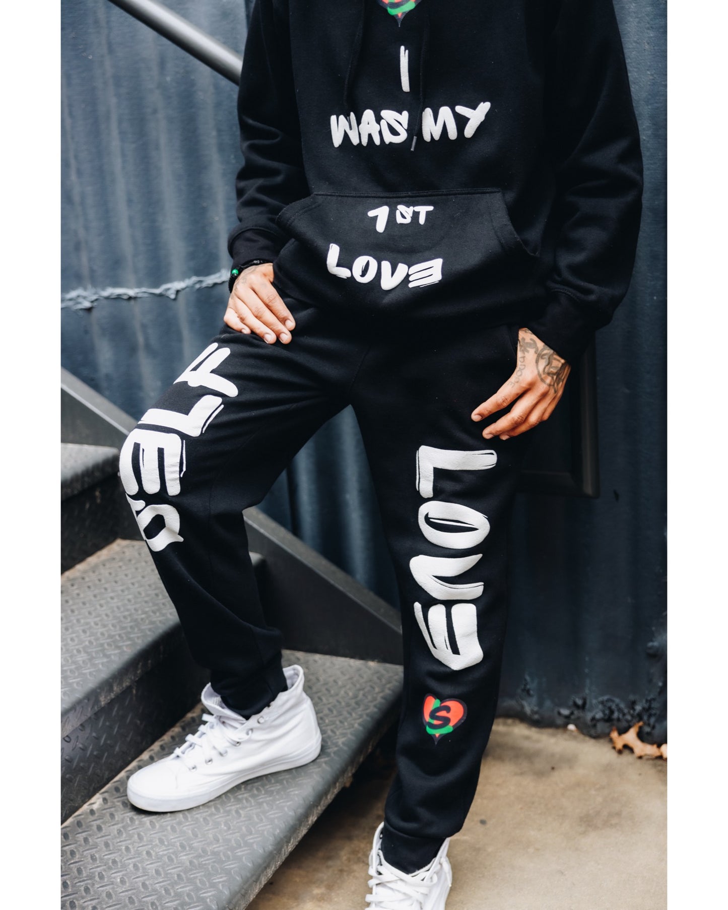 "Self Love" Sweatpants (Black/White)