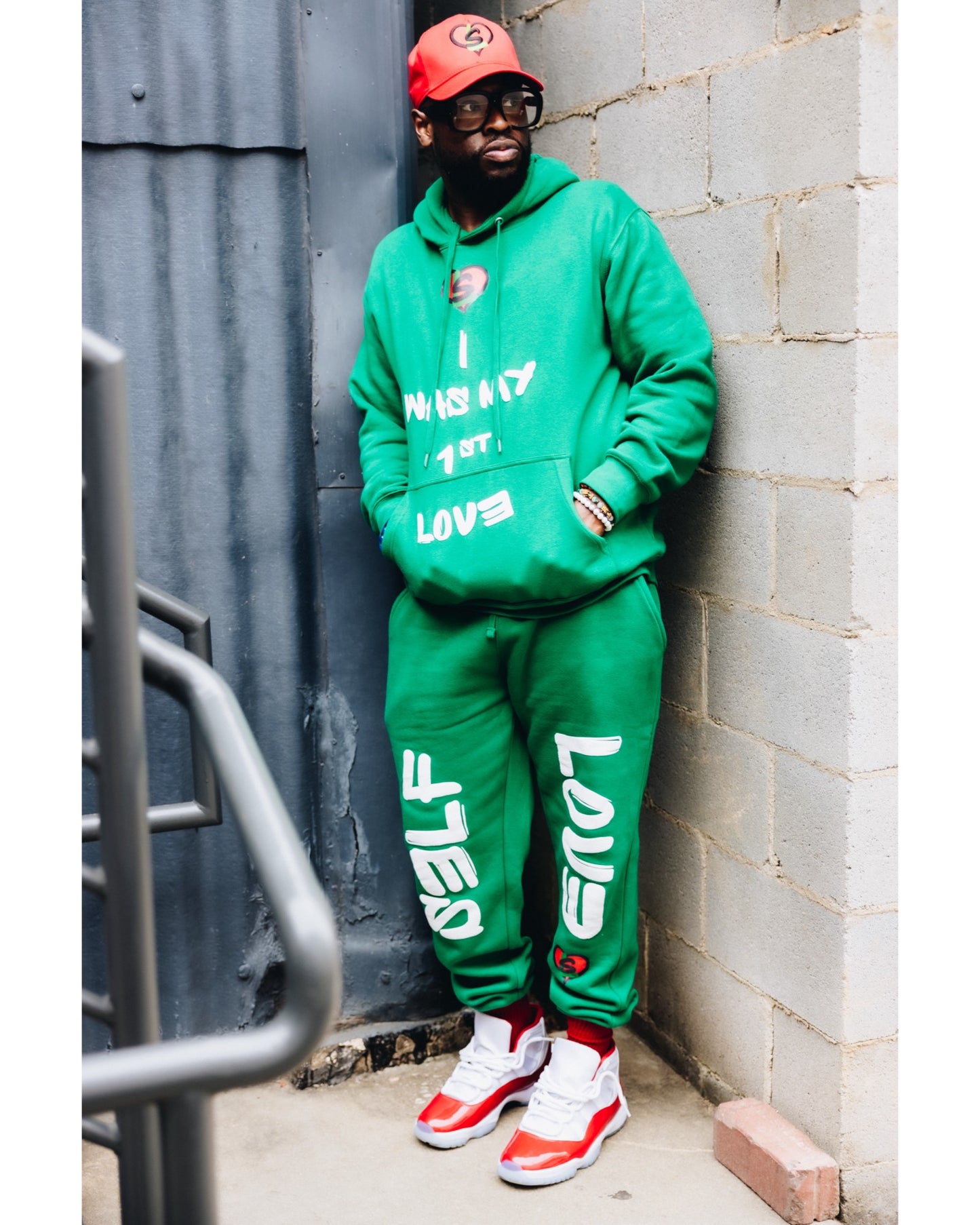 "I Was My 1st Love" Sweatsuit (Green/White)